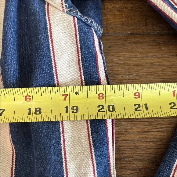 Ralph Lauren Jeans Company Striped Denim Jacket Zip Snap Red Cream Blue Medium - Picture 14 of 15